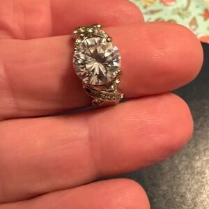 Classic Silver-Tone Clear Crystal Statement Ring